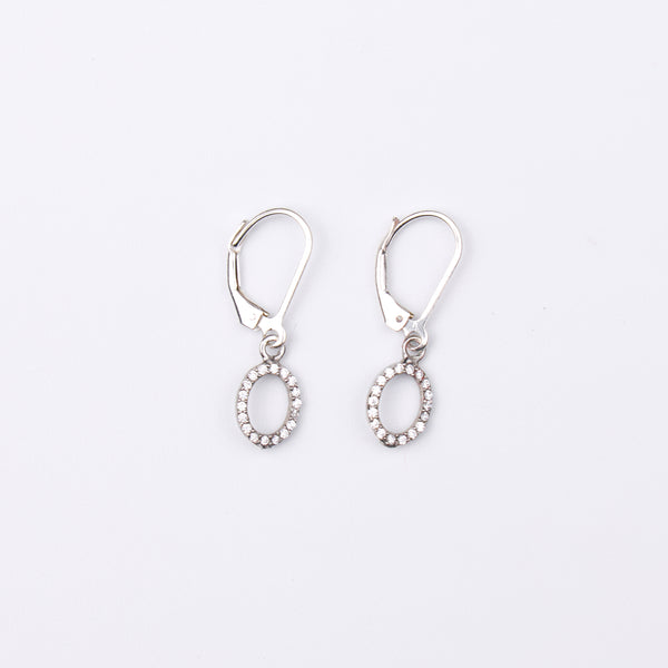 Silver CZ Oval Earrings