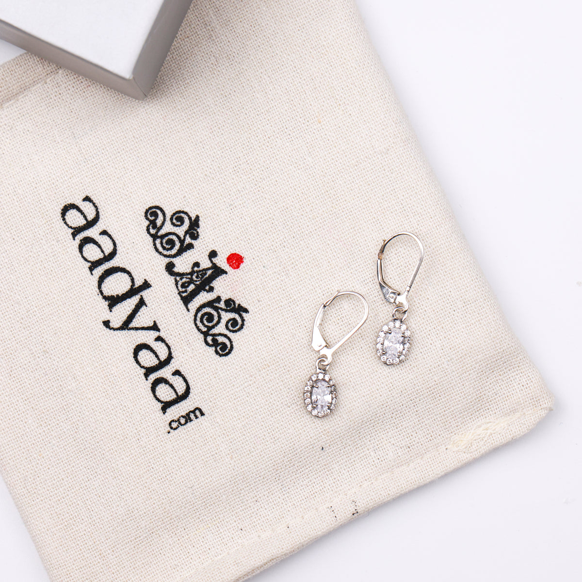 Silver CZ Oval Cluster Earrings