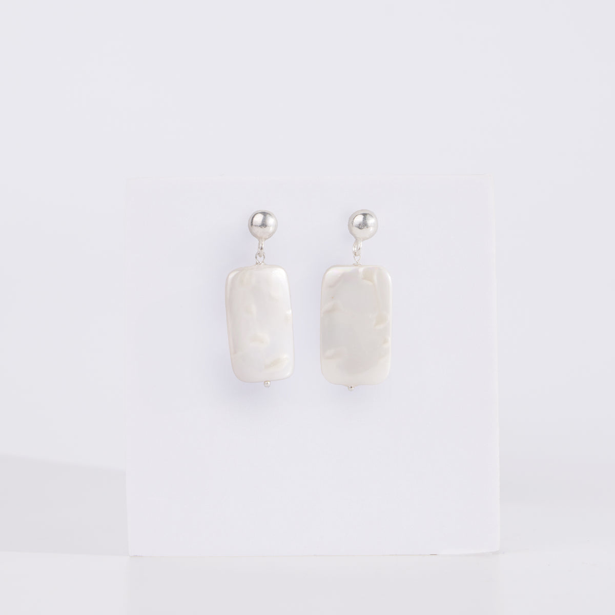 Rectangular Freshwater Pearl Earrings (Project Handmade)