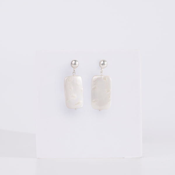 Rectangular Freshwater Pearl Earrings (Project Handmade)