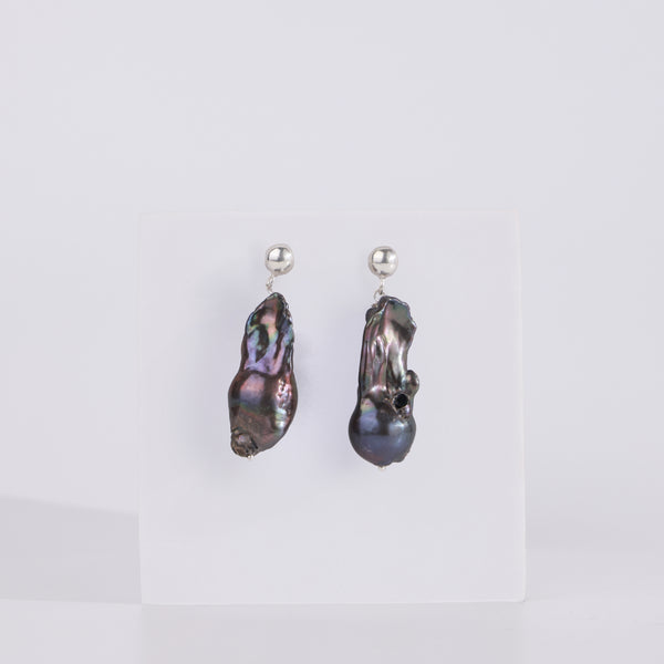 Black Baroque Pearl Earrings (Project Handmade)