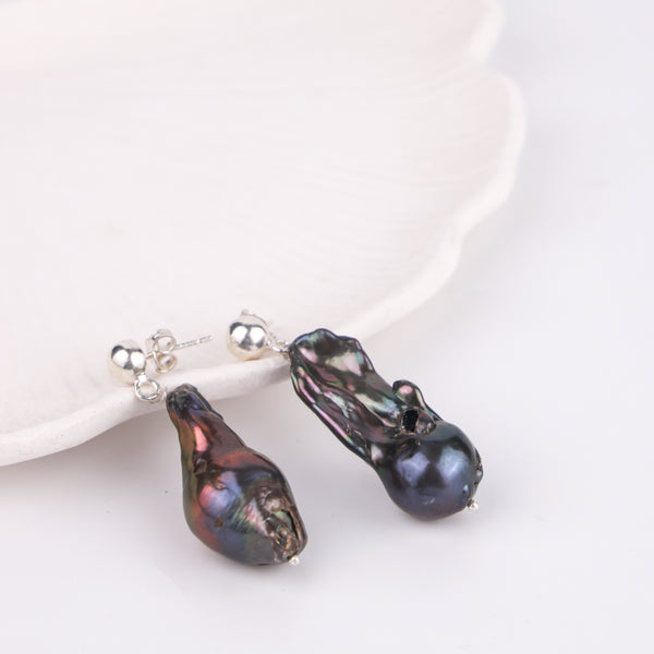 Black Baroque Pearl Earrings (Project Handmade)