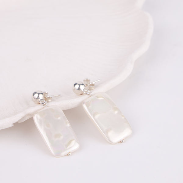 Rectangular Freshwater Pearl Earrings (Project Handmade)