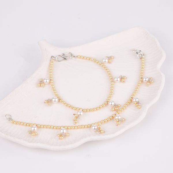 Golden and White Pearl Silver Vel (Project Handmade)