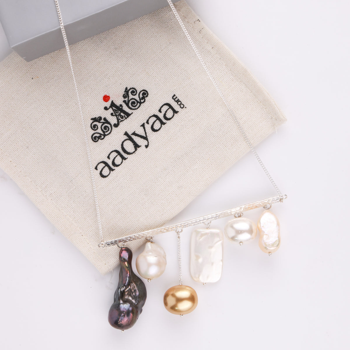 Abstract Pendant Necklace - Assorted Pearls (Project Handmade)