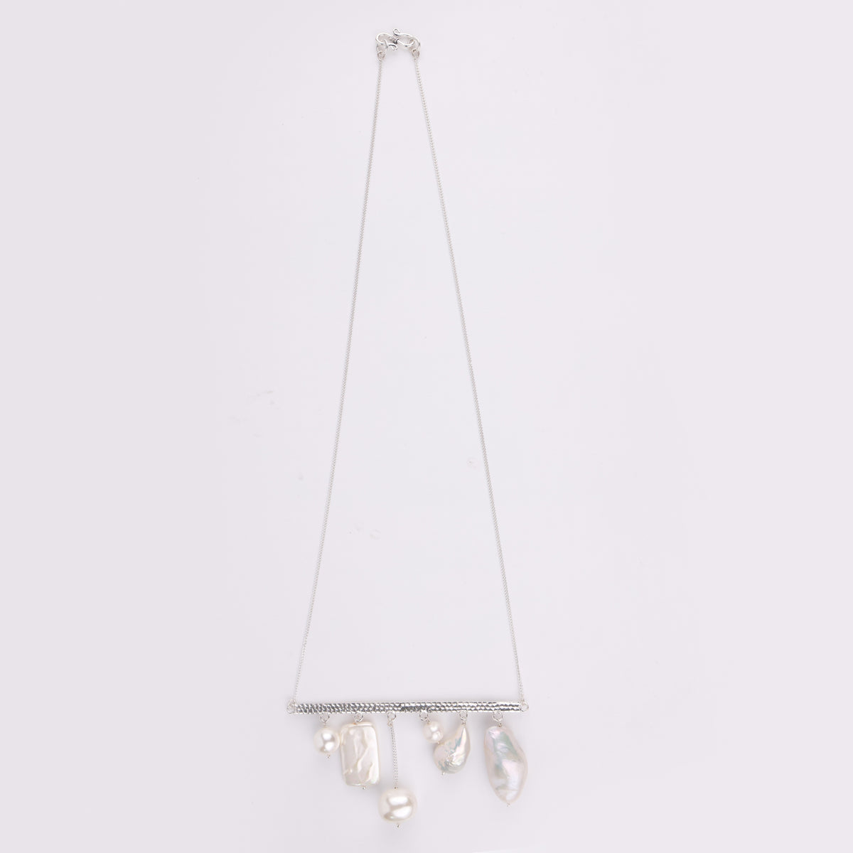 Abstract Pendant Necklace - Assorted White Freshwater Pearls (Project Handmade)