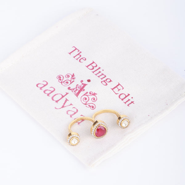 22K Gold Plated Fashion Two Finger Ring