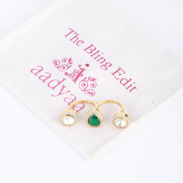 22K Gold Plated Fashion Two Finger Ring
