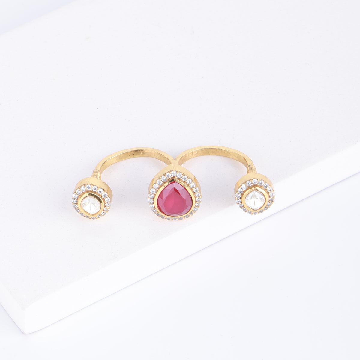 22K Gold Plated Fashion Two Finger Ring