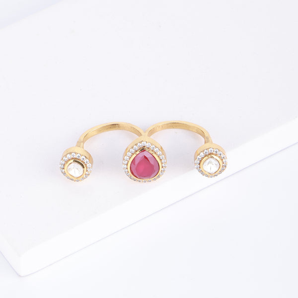 22K Gold Plated Fashion Two Finger Ring