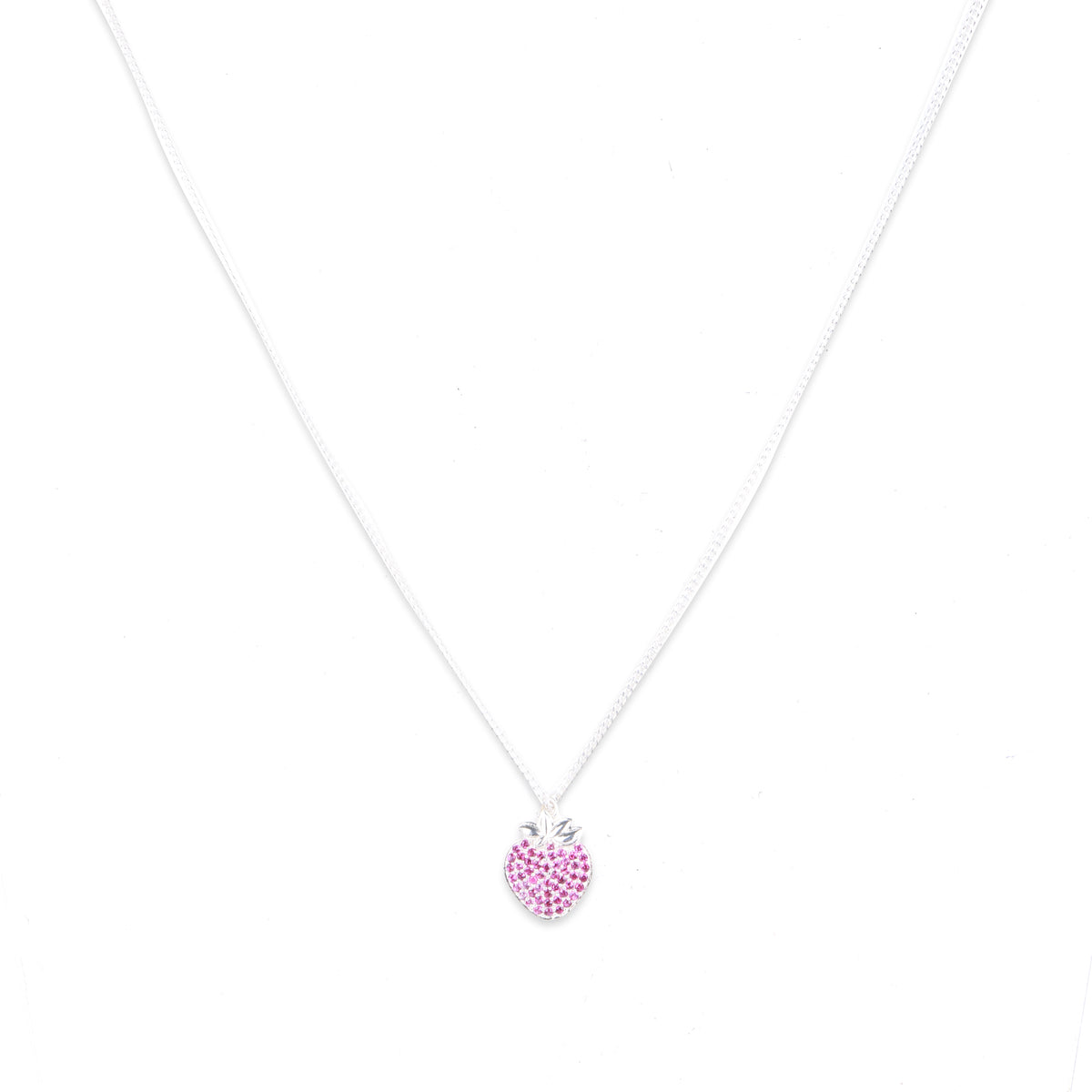 Strawberry CZ Fruit-Charm Necklace