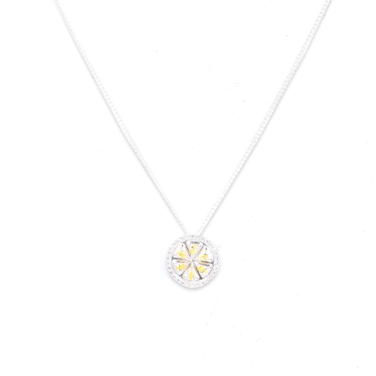 Lemon CZ Fruit-Charm Necklace