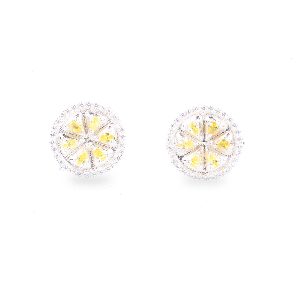 Lemon CZ Fruit Earrings