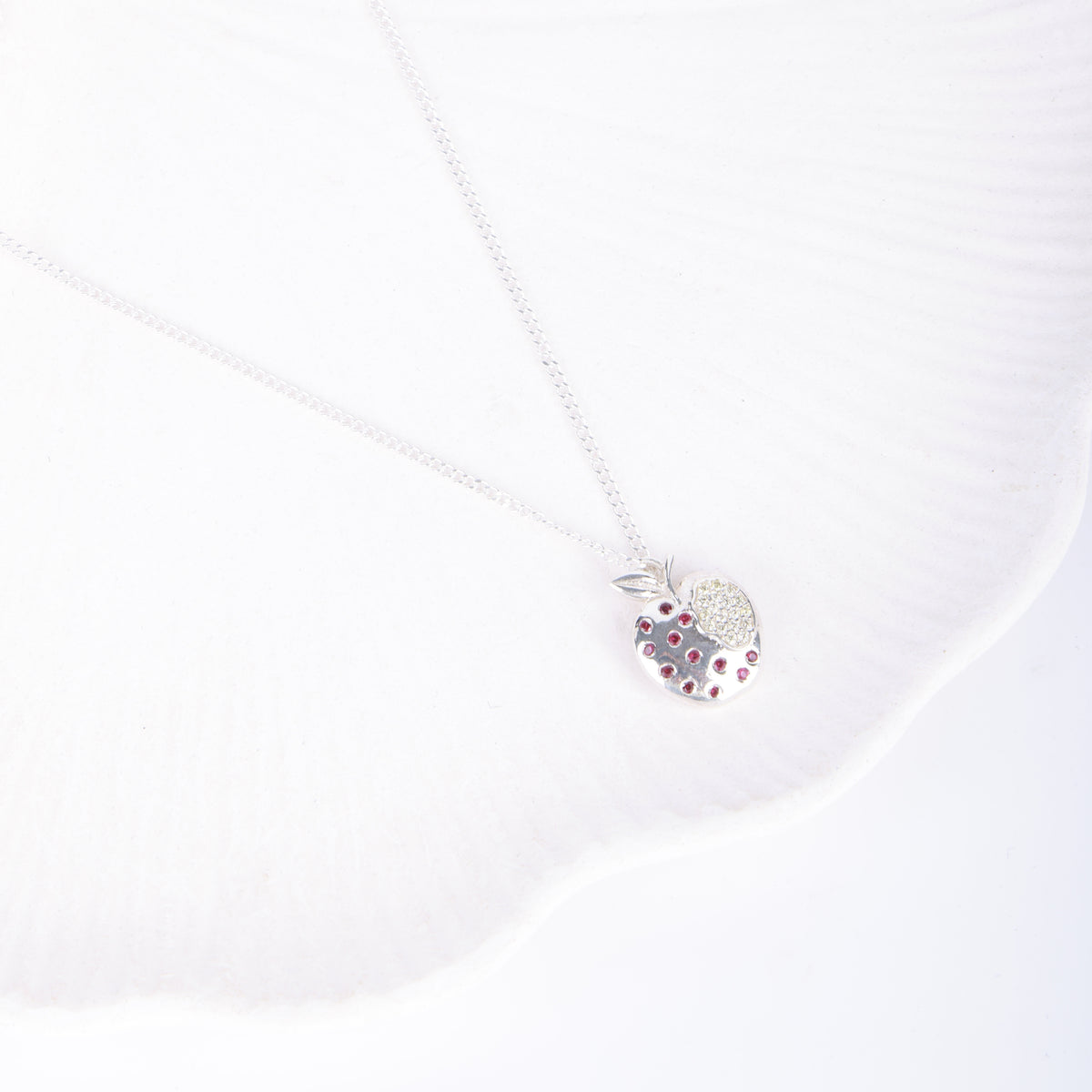 Apple CZ Fruit-Charm Necklace