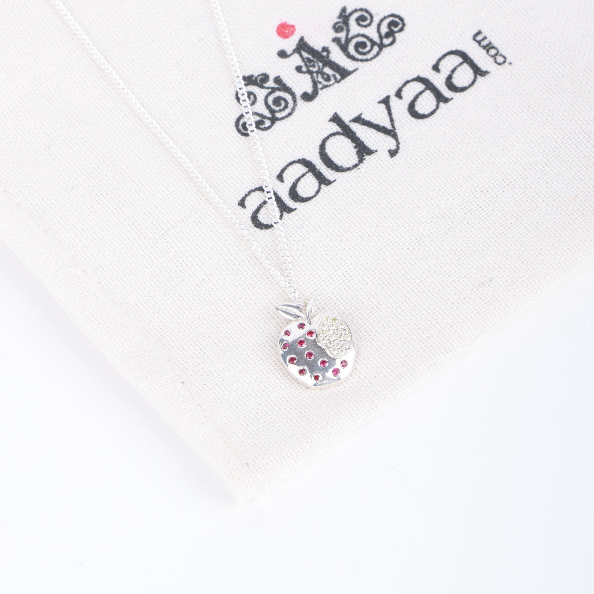 Apple CZ Fruit-Charm Necklace