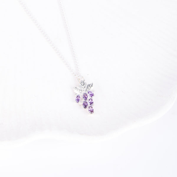 Grape CZ Fruit-Charm Necklace