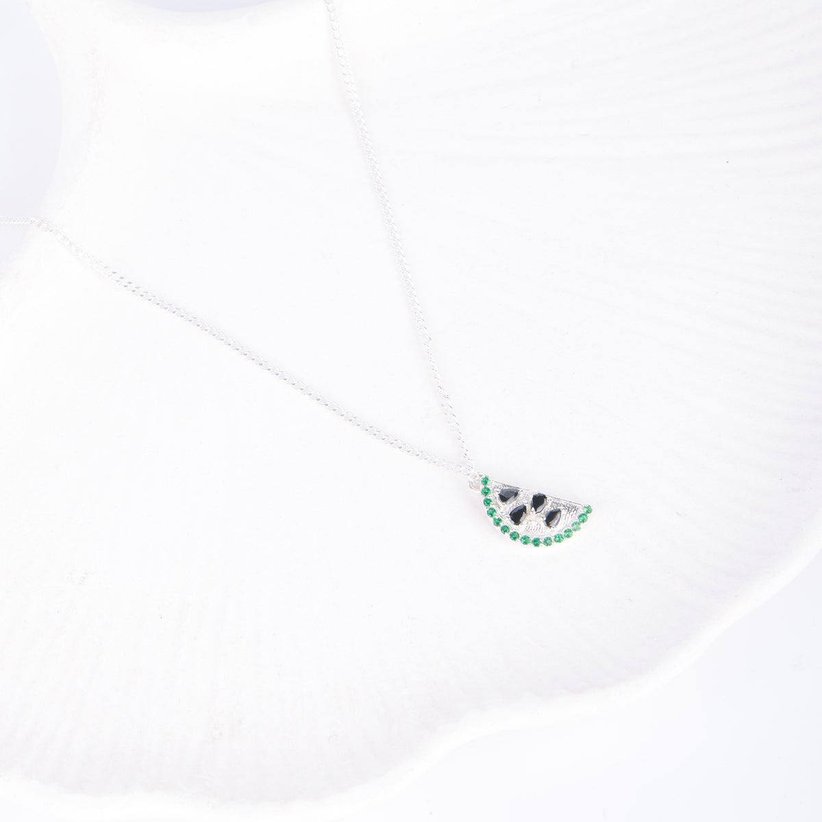 Watermelon CZ Fruit-Charm Necklace