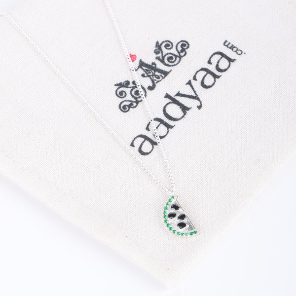 Watermelon CZ Fruit-Charm Necklace