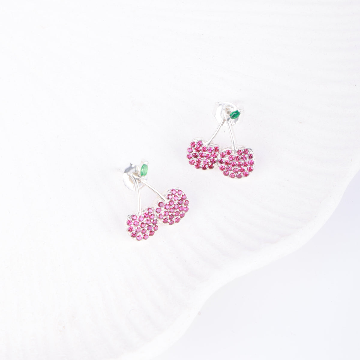 Cherry CZ Fruit Earrings