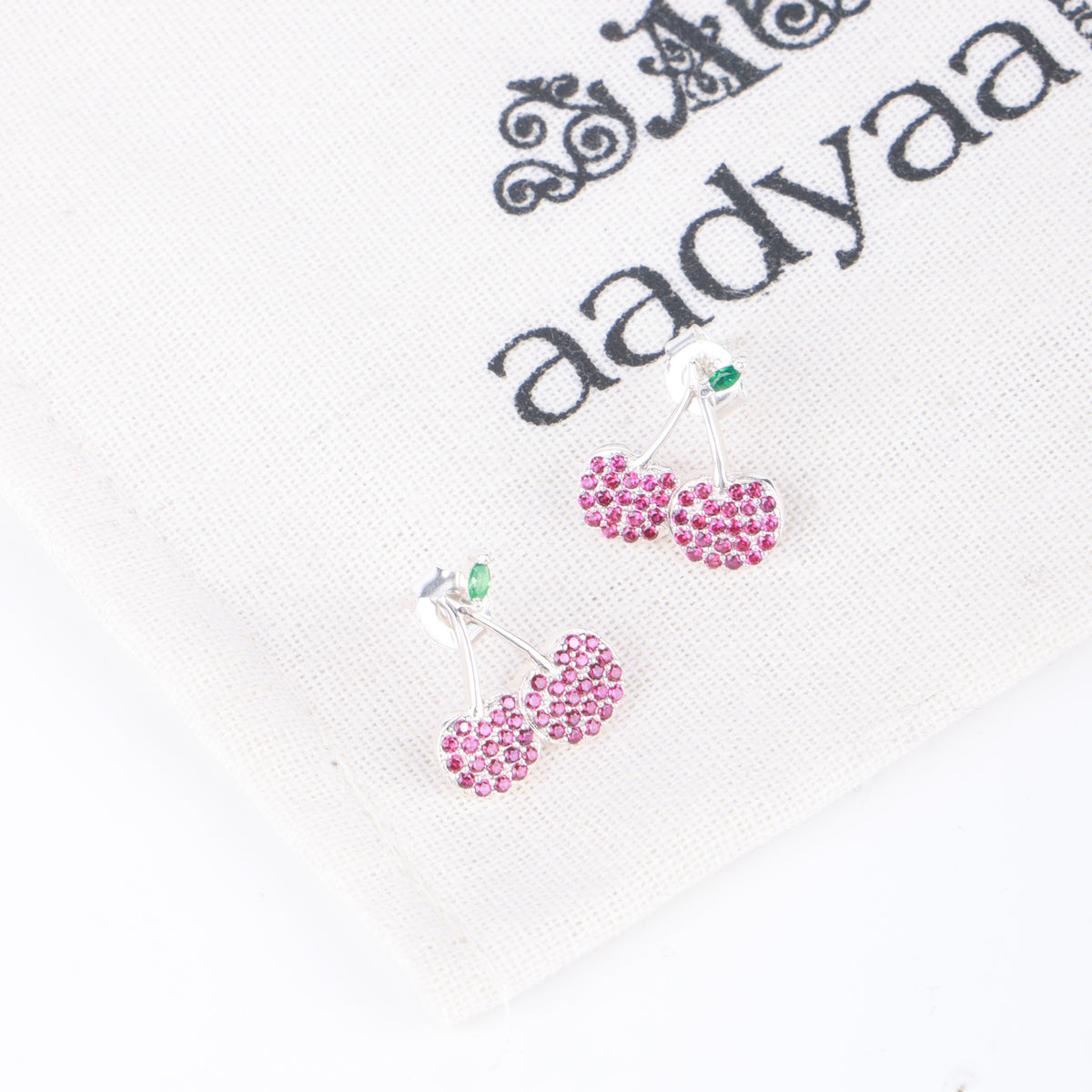 Cherry CZ Fruit Earrings