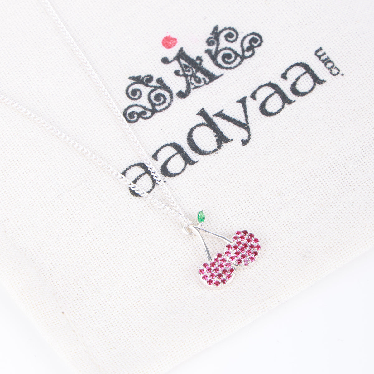 Cherry CZ Fruit-Charm Necklace