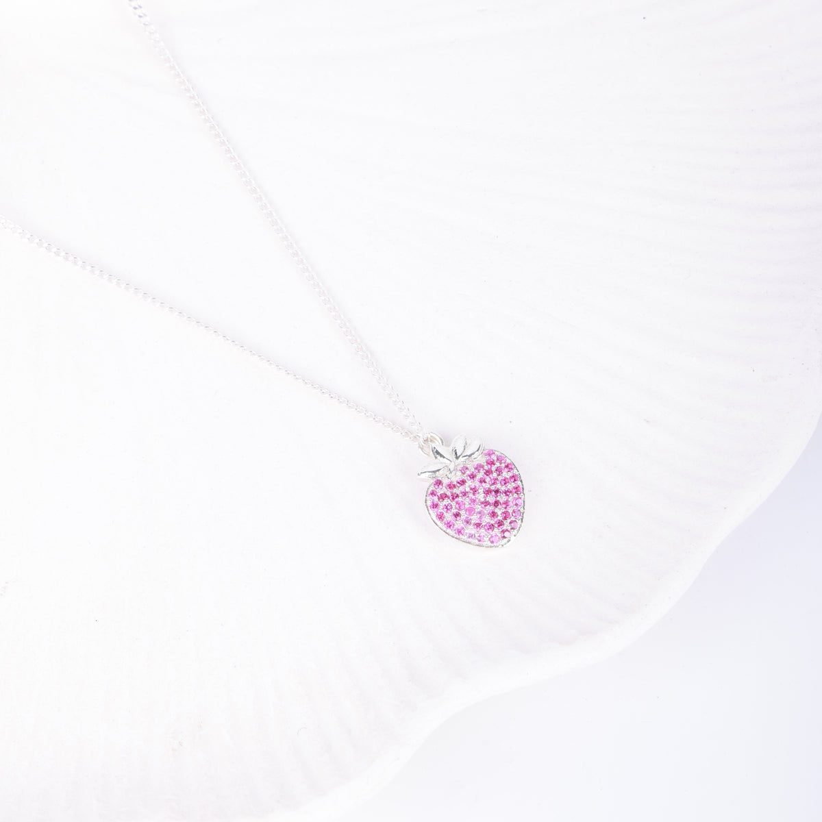 Strawberry CZ Fruit-Charm Necklace