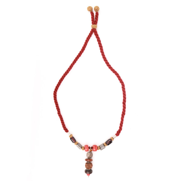 Glass Bead & Wooden Bead Necklace