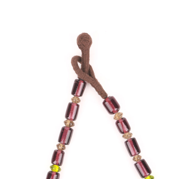 Long Necklace with Glass, Metal & Silver Oil Glass Beads