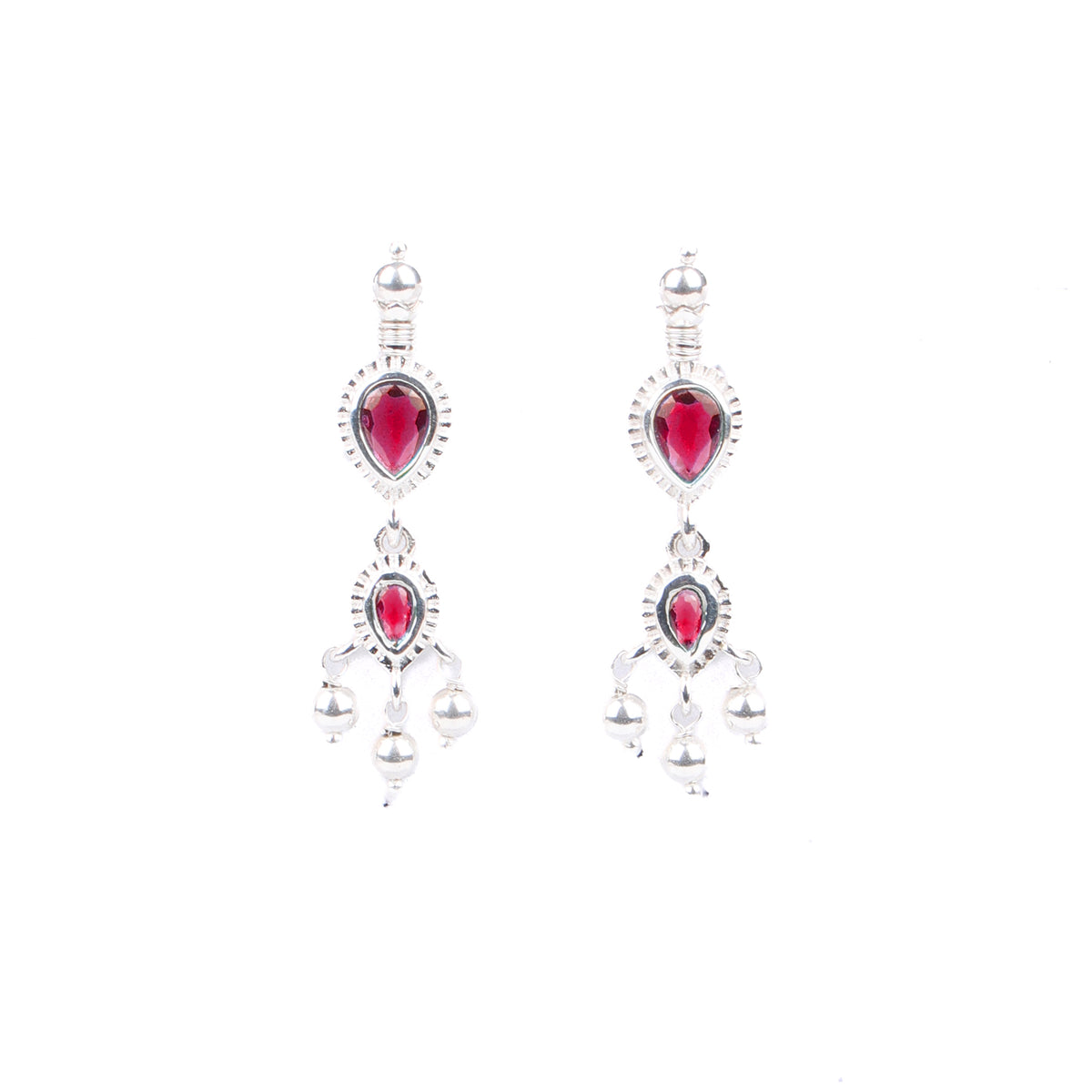 Silver Pink CZ Tanmani Set with Sarmanee