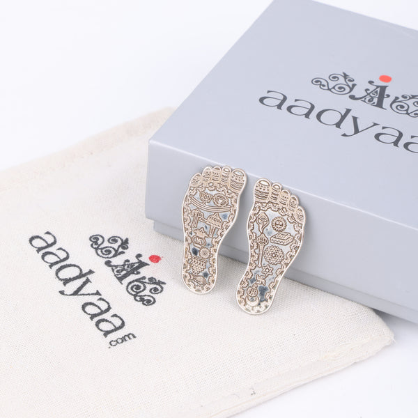 Engraved Silver Lakshmi Paul - Small | 999 Silver