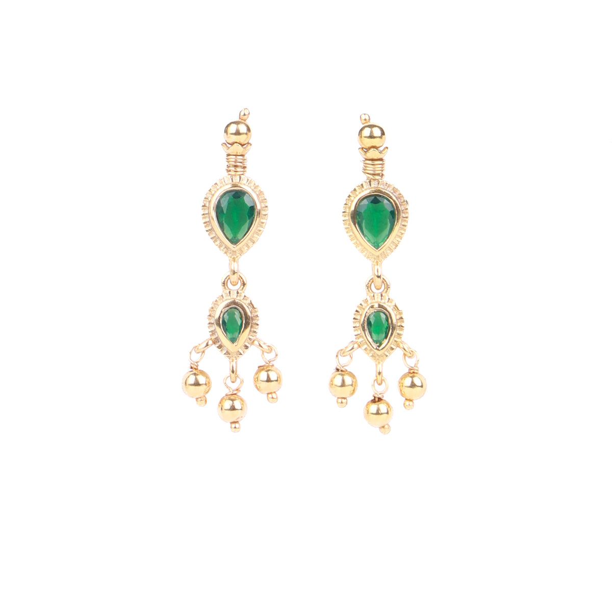 Green CZ Tanmani Set with Sarmanee | 22K Gold-Plated