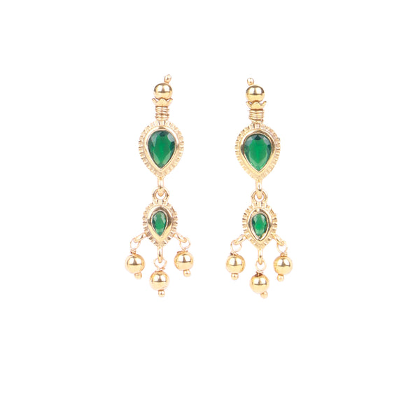 Green CZ Tanmani Set with Sarmanee | 22K Gold-Plated