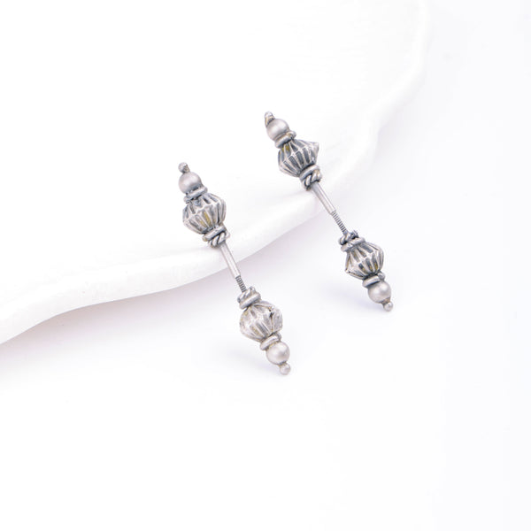 Oxidised Silver Diamond Bugadi - Pierced