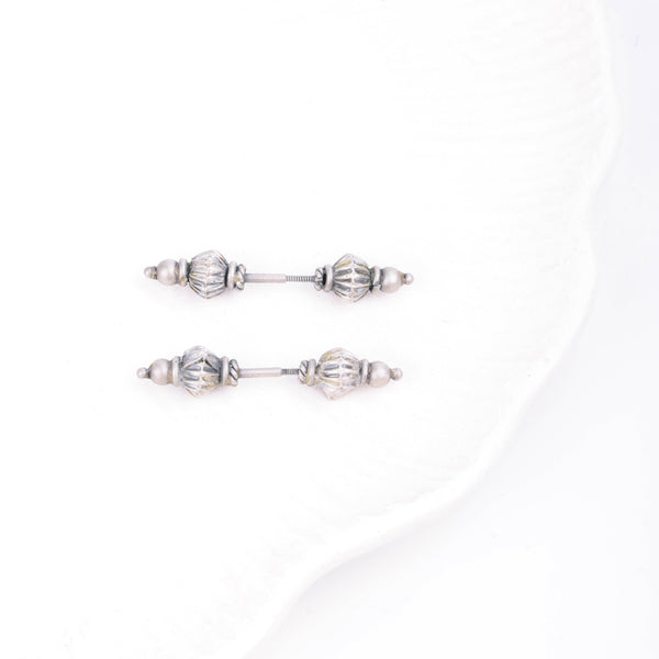 Oxidised Silver Diamond Bugadi - Pierced