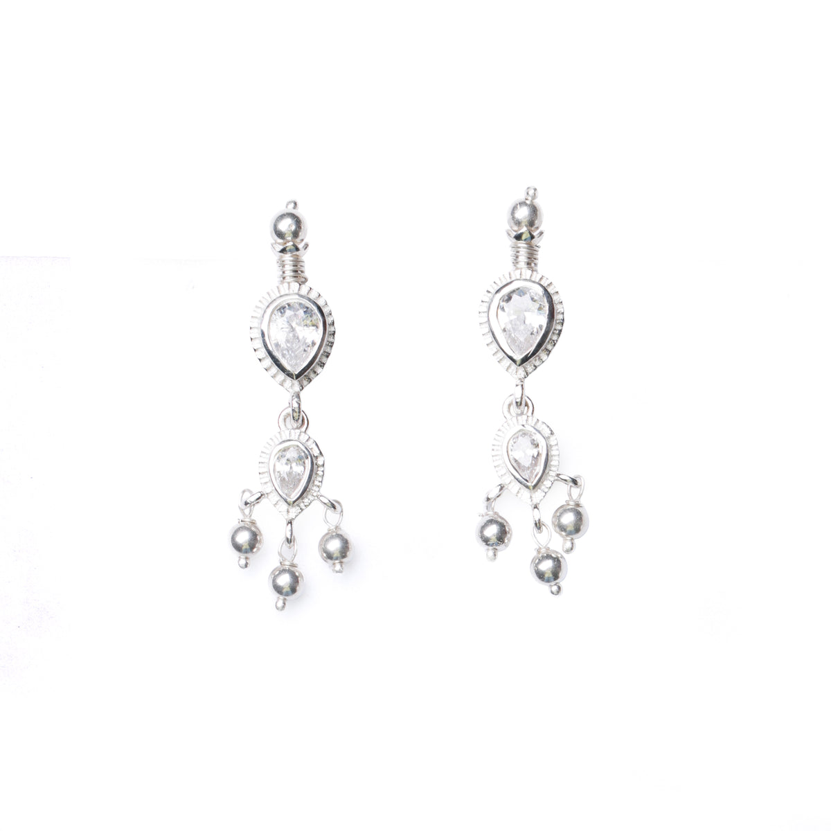 Silver White CZ Tanmani Set with Sarmanee