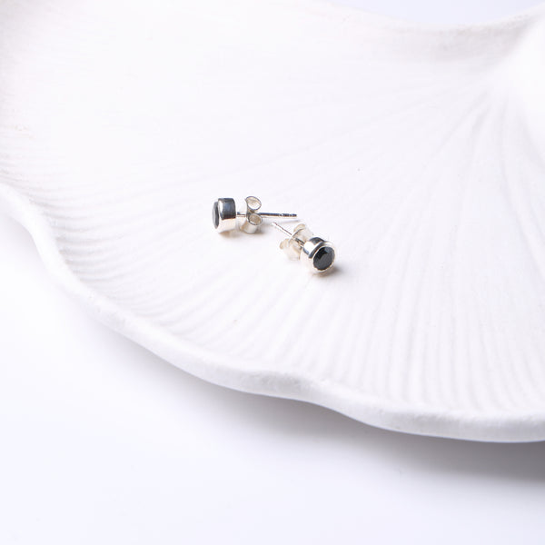 Silver Black CZ Studs