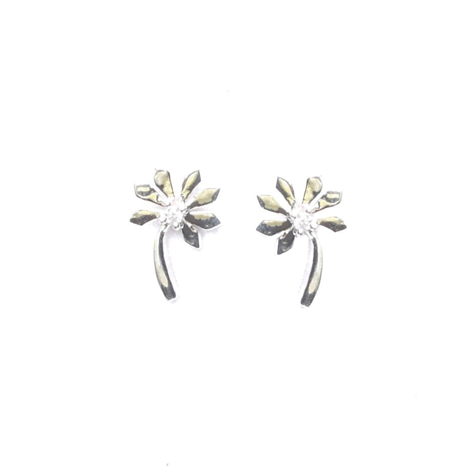 Silver CZ Blossom Stud Earrings