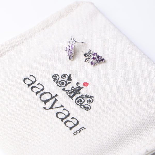 Silver CZ Grape Earrings