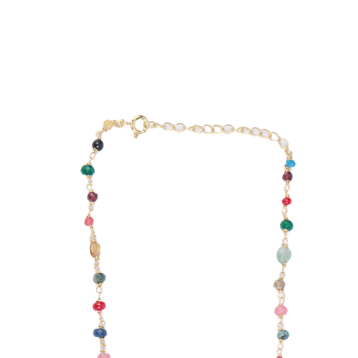 Petal Pendant Necklace with Multicolour Stone Ganthan | 22K Gold-Plated