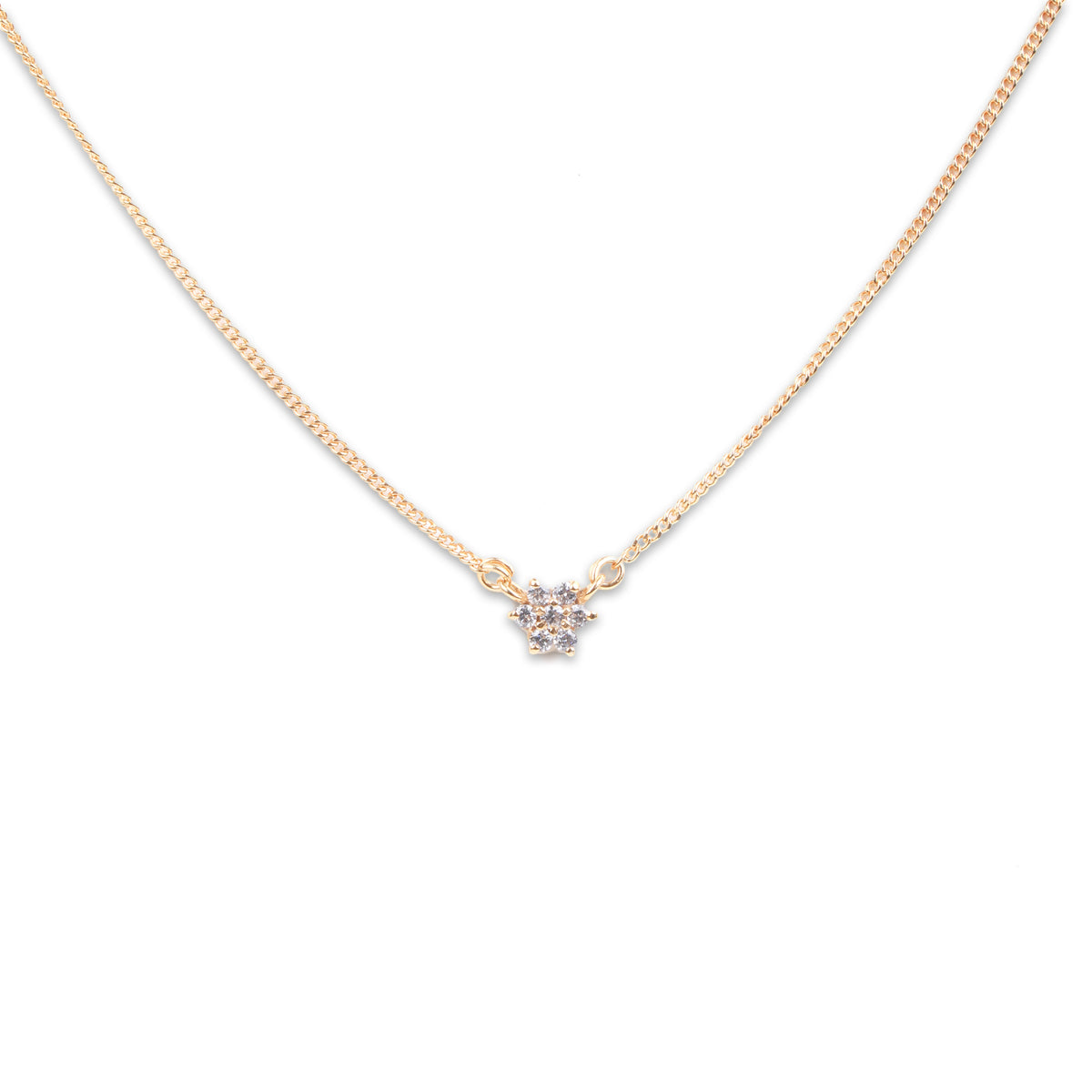 CZ Flower Necklace with Chain | 22K Gold-Plated