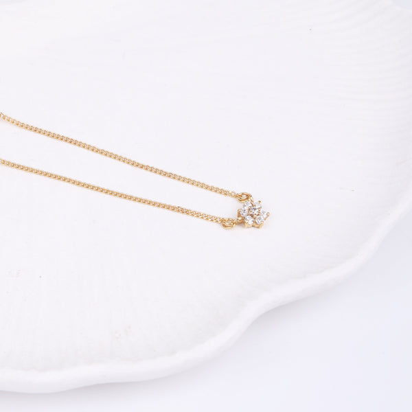 CZ Flower Necklace with Chain | 22K Gold-Plated