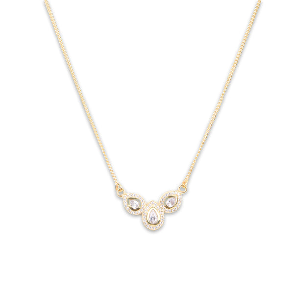 CZ Petal Necklace with Chain | 22K Gold-Plated