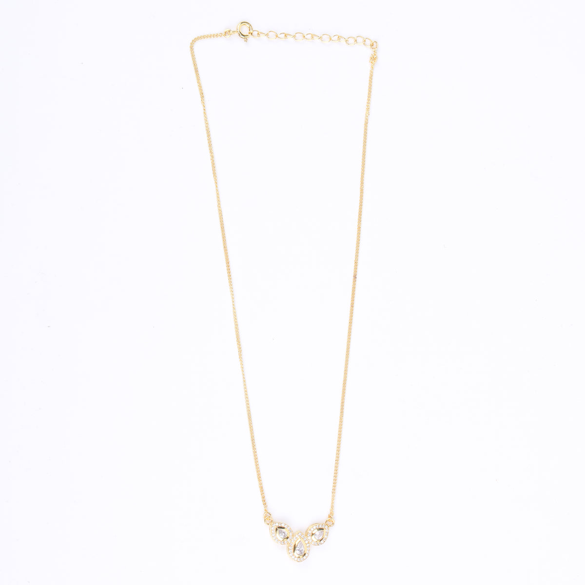 CZ Petal Necklace with Chain | 22K Gold-Plated