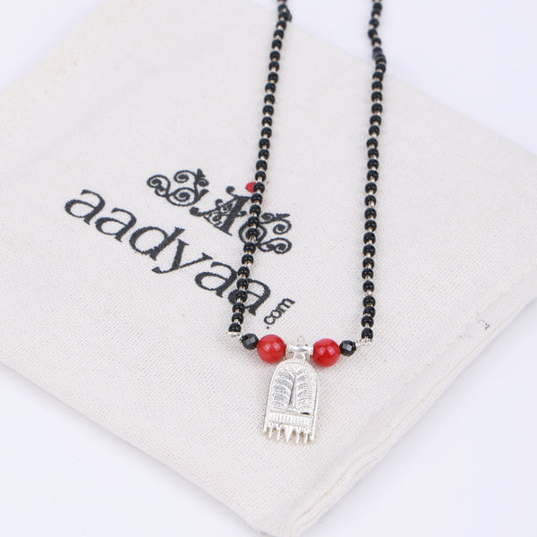Silver Small Taali Mangalsutra with Corals