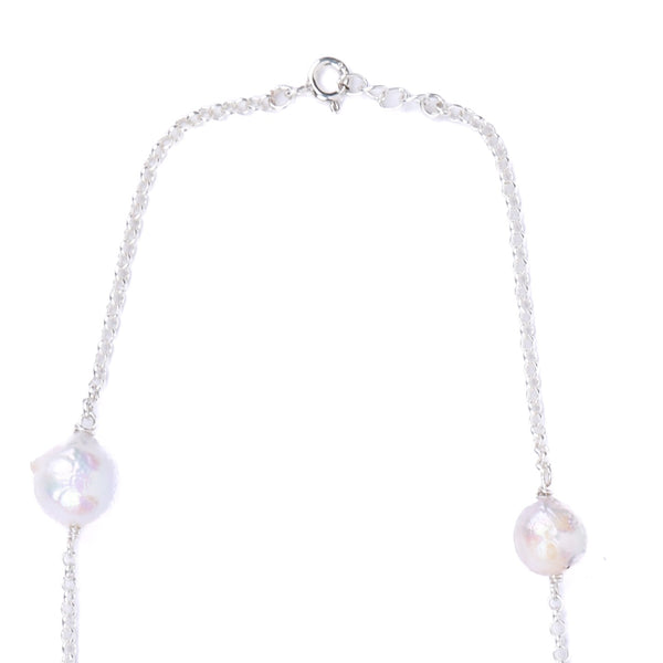 Silver Baroque Pearl Chain Necklace