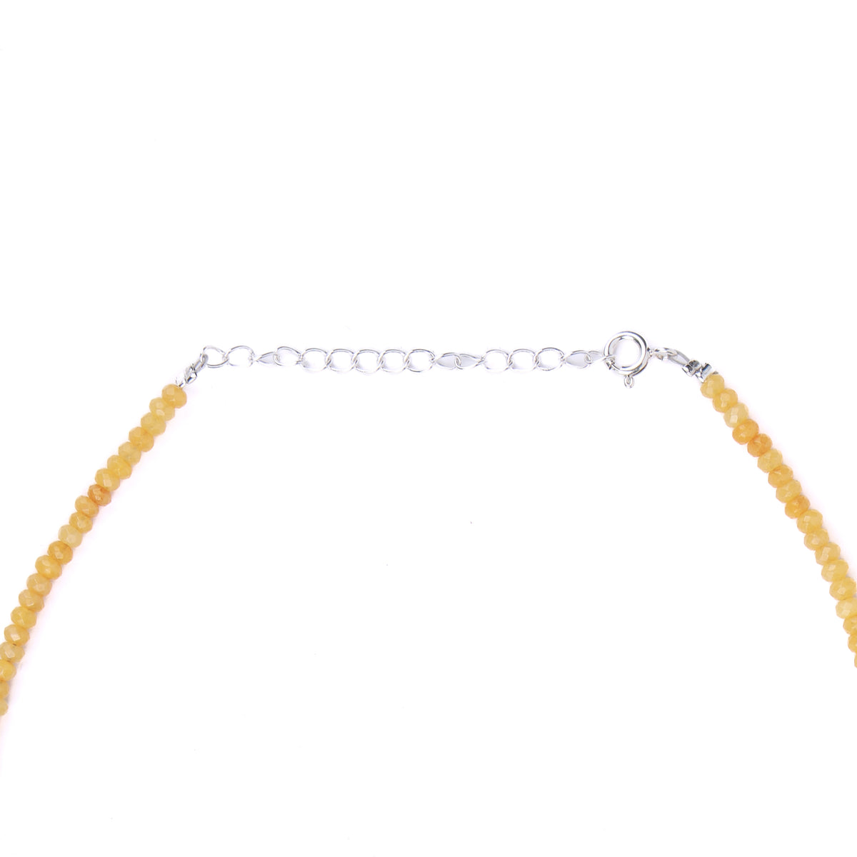 Silver Triangle Charm Necklace with Yellow Jade
