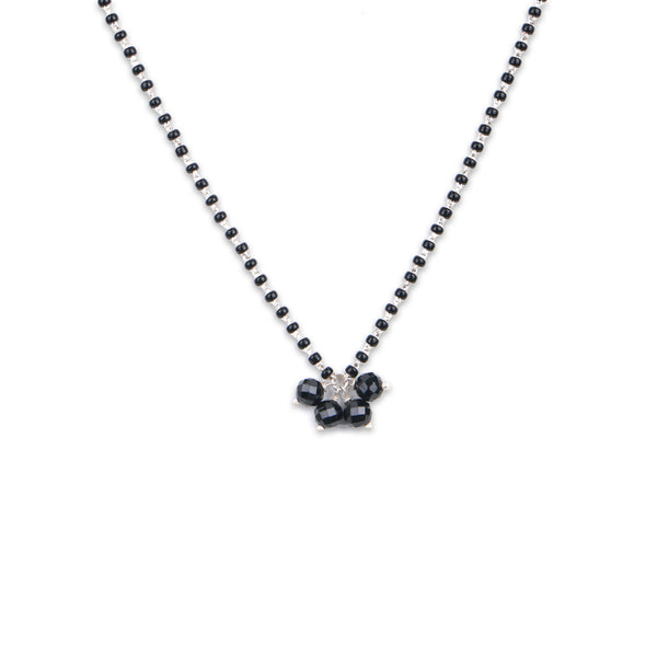 Black Spinel Bunch Silver Mangalsutra