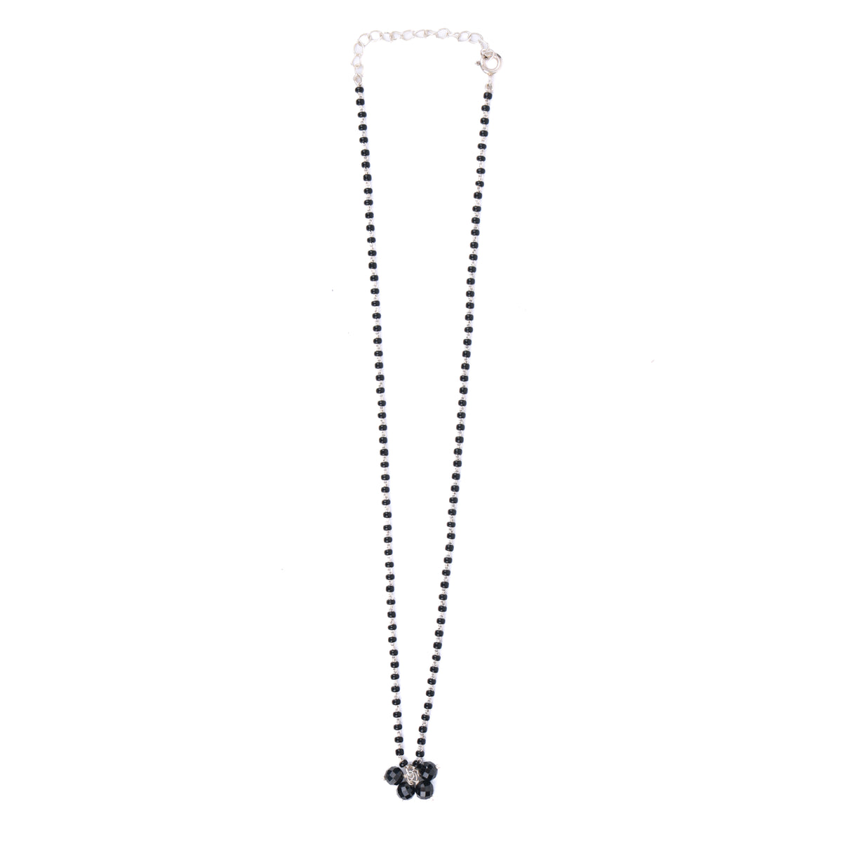 Black Spinel Bunch Silver Mangalsutra