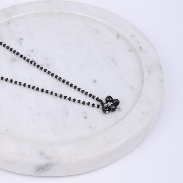 Black Spinel Bunch Silver Mangalsutra