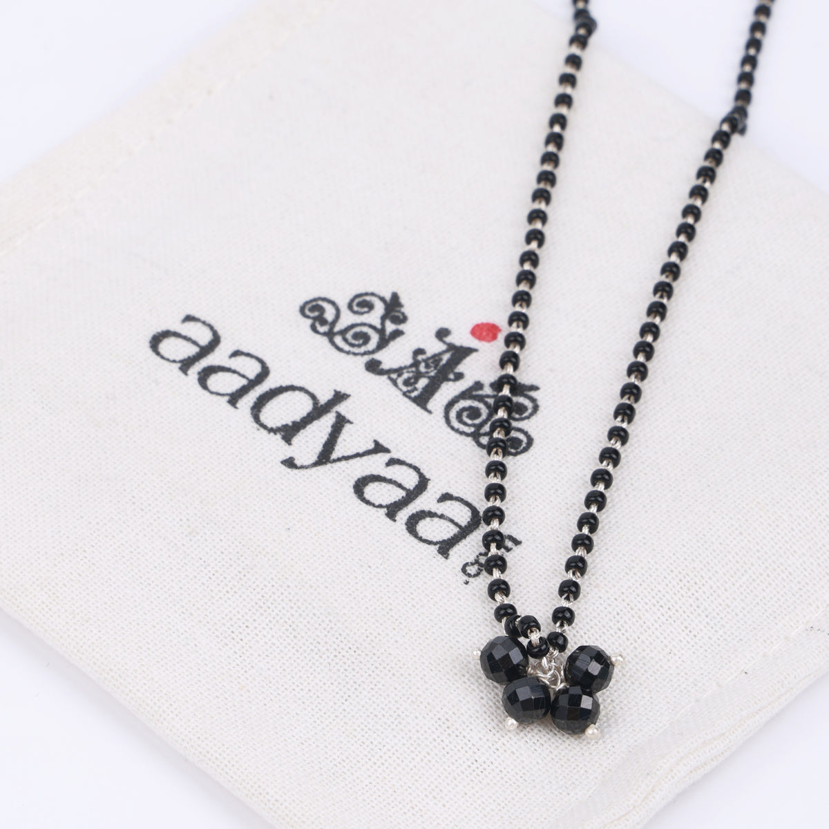 Black Spinel Bunch Silver Mangalsutra